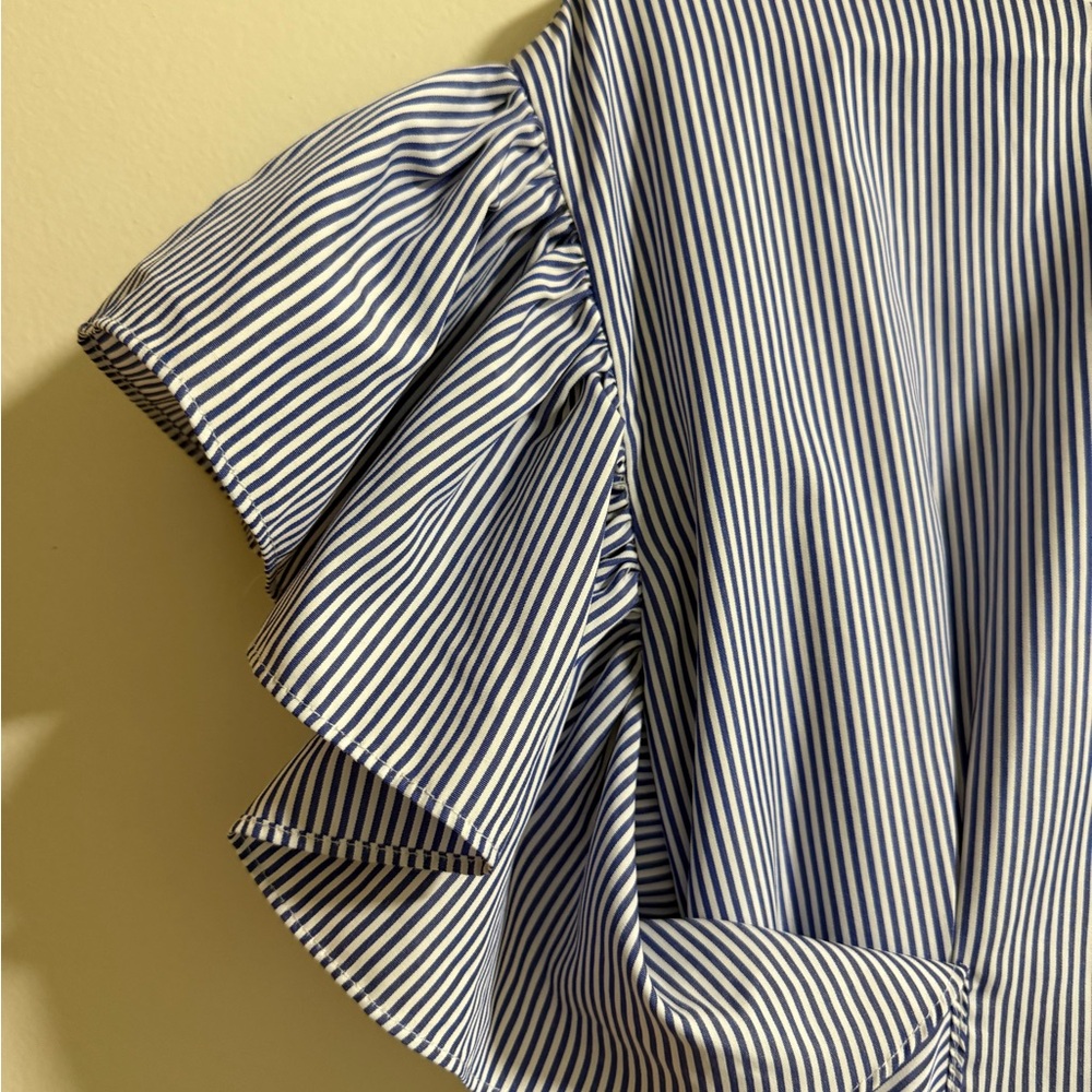 English Factory Blue Striped Ruffle Dress M - Picture 4 of 6